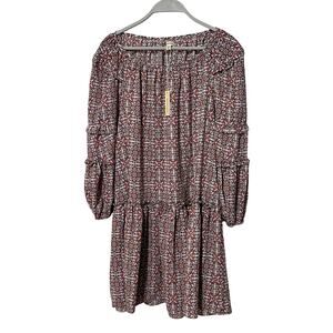 MAX STUDIO WOMENS SIZE MEDIUM FLORAL PRINT SHIFT MINI DRESS PINK WHITE NEW